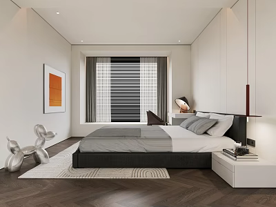 Modern Kids Room Interior Design With Cozy Bed Decorative Art And Soft Rug 3d model