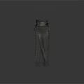 Medieval Inspired Long Leather Dress With Metal Studs And Waist Belt Design