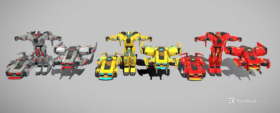 Colorful Transforming Robot Toys With Car And Robot Modes 3d model 