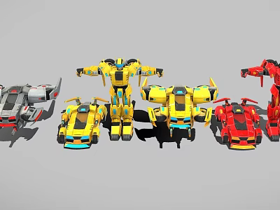 Colorful Transforming Robot Toys With Car And Robot Modes 3d model