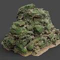 Decorative Natural Stone Structure With Green Moss And Irregular Surface Texture 3d model