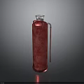 Red Textured Glass Bottle With Metallic Handle And Shiny Surface Design