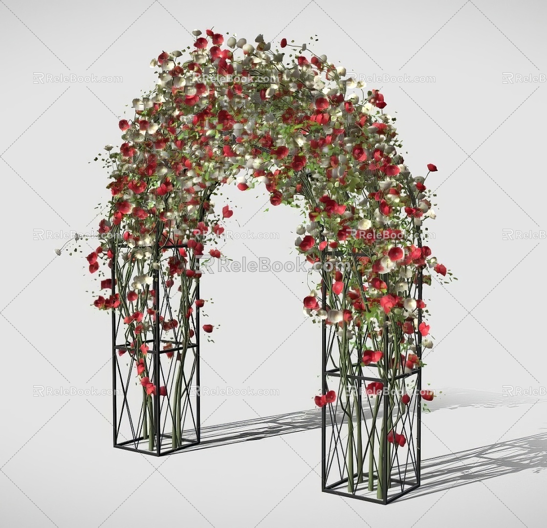 Wedding Flower Arch Door 3d model