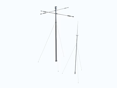 Outdoor Radio Antenna Setup With Vertical Pole And Support Wires 3d model