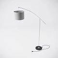 Modern Arched Floor Lamp With Cylindrical Shade And Black Base Design 3d model