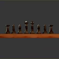Wooden Chessboard With Black And White Squares And Brown White Chess Pieces