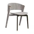 Modern Leisure Chair With Light Gray Fabric Curved Backrest And Metal Legs