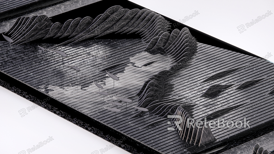 Modern landscape sketch mountain-shaped waterscape model