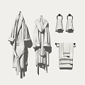 White Bathrobes and Towels Set Hanging on Bathroom Wall for Cozy Home Use