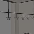 Modern Linear Chandelier With Five Bulbs On Black Horizontal Bar Design 3d model