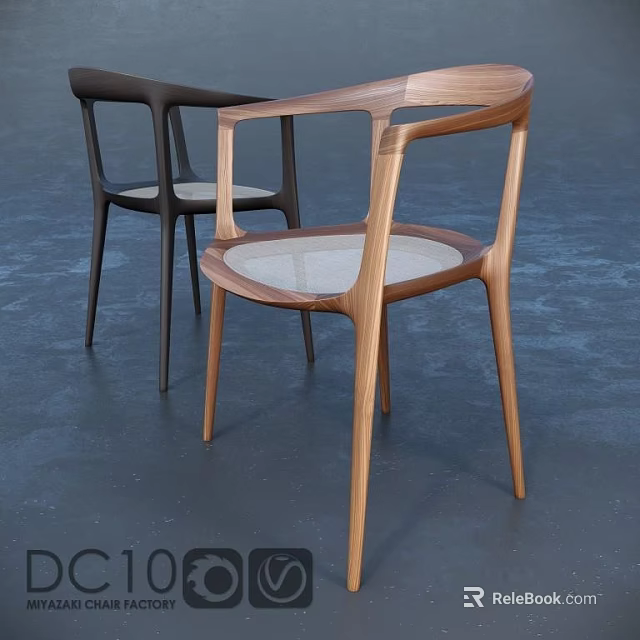 Modern Leisure Chair With Wooden Frame And Comfortable Mesh Seat Design 3d model 
