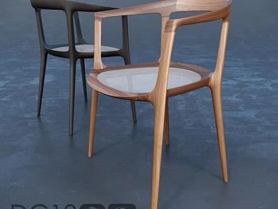 Modern Leisure Chair With Wooden Frame And Comfortable Mesh Seat Design 3d model