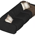 Black Fabric Multi Seater Sofa With Decorative Pillows And Throw Blanket 3d model