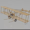 Vintage Wooden Biplane With Double Wings And Historical Aviation Structure