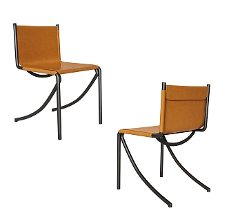 Leather Dining Chair Single Chair Leisure Chair 3d model