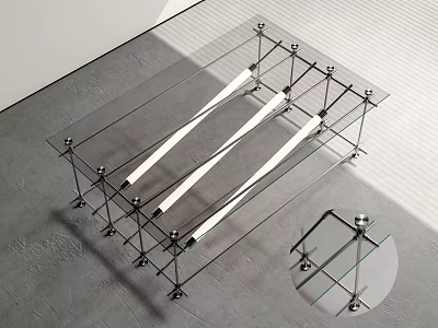 Modern Glass Top Coffee Table With Metal Frame And Minimalist Design 3d model