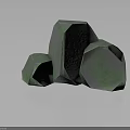 Three Irregular Wooden Stone Decorative Ornaments Featuring Green Gray Textures