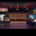 Modern Bar Interior with Neon Decorations Bar Counter Sofa Seats and Open Layout 3d model