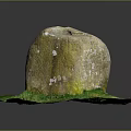 Natural Stone Decorative Object With Mossy Surface And Green Grass Base
