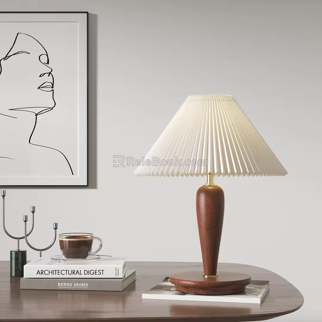 Nordic Table Lamp Middle Ancient Table Lamp Solid Wood Table Lamp 3d model