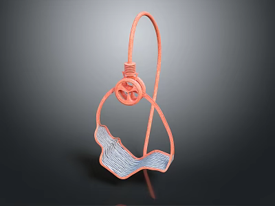 Abstract Red Sculpture With Wavy Design Loop Top And Central Decorative Element 3d model