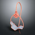 Abstract Red Sculpture With Wavy Design Loop Top And Central Decorative Element
