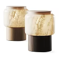 Modern Table Lamp with Marble Shade and Wooden Base Elegant Minimalist Design