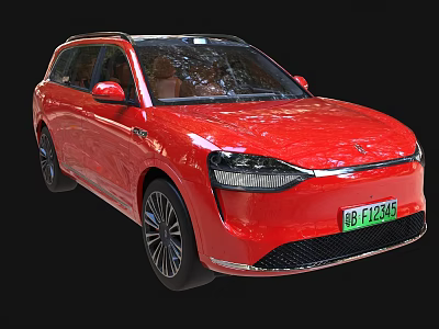 Red Electric SUV With Modern Sleek Design Black Alloy Wheels And Roof Rails 3d model