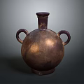 Artisan Bronze Sculpture With Double Handles And Polished Vase Shaped Body