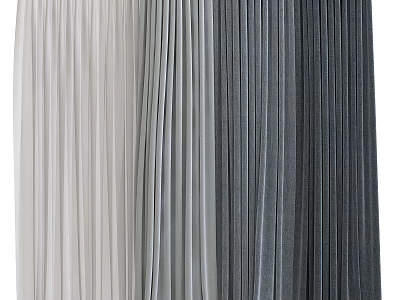 Pleated Curtains in White Light Gray and Dark Gray with Flowy Drapery Texture 3d model