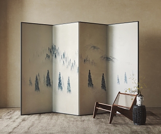 New Chinese Style Screen Partition 3d model