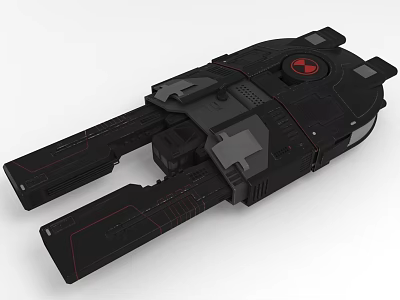 Detailed Futuristic Black Mechanical Device With Red Accents And Circular Emblem 3d model