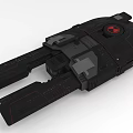 Detailed Futuristic Black Mechanical Device With Red Accents And Circular Emblem