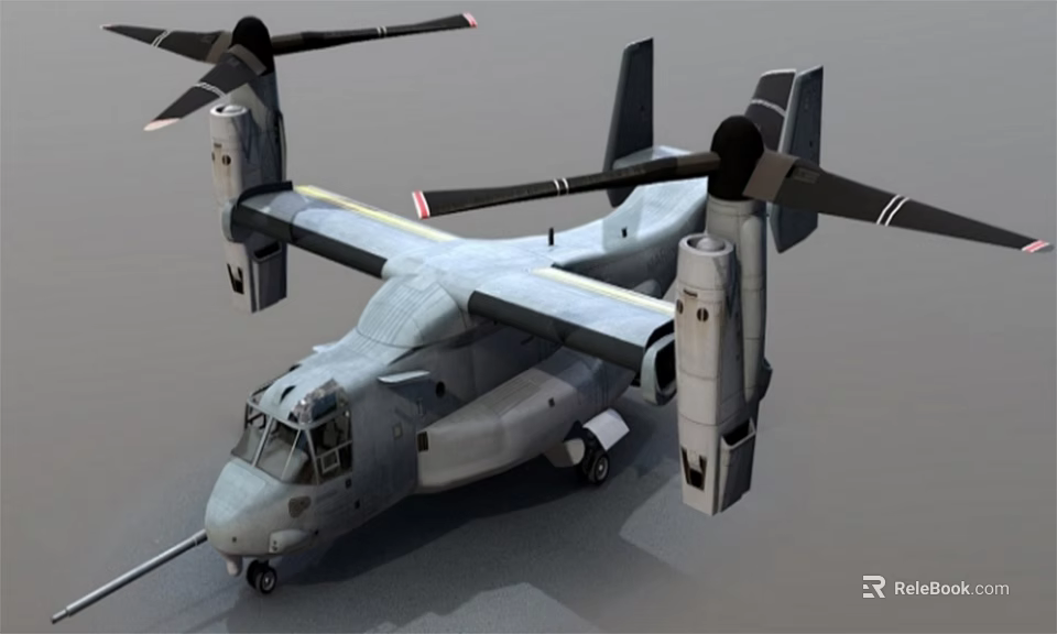 Modern Passenger Aircraft With Twin Propellers Rotary Wings Fuselage Design And Cockpit Landing Gear 3d model 