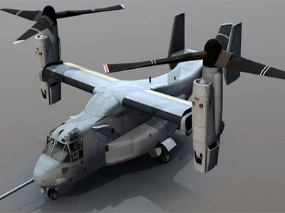 Modern Passenger Aircraft With Twin Propellers Rotary Wings Fuselage Design And Cockpit Landing Gear 3d model