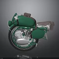 Vintage Green Motorcycle With Brown Seat And Classic Engine Design
