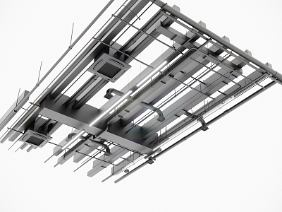 Industrial LOFT suspended ceiling pipe suspended ceiling bare roof 3d model