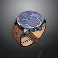 Stylish Modern Watch Accessory With Brown Leather Strap Silver Dial And Red Hands