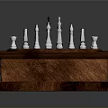 Wooden Chess Set With Black And White Pieces On Checkerboard