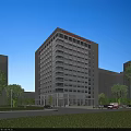 Modern Multi Story School Building Exterior With Classroom Windows Green Trees And Parked Cars
