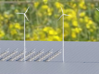 Modern windmill solar energy car 3d model
