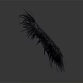 Black Bird With Symmetrical Feathery Wings On White Background And Reflection