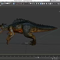 Large Predatory Dinosaur with Spiked Back Open Mouth and Sharp Teeth in Dynamic Walking Pose 3d model