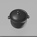 Black Cooking Pot With Lid And Side Handles For Kitchen Use 3d model