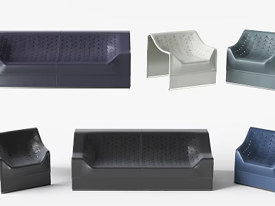 Modern Modular Sofa Set With Various Colors And Textured Surface Details 3d model