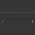 Wooden Modern Dining Table With Natural Grain Curved Edges And Sleek Support Legs