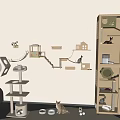 Modern Wall Mounted and Free Standing Cat Tree with Platforms Stairs and Caves