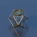 Geometric Metal Decorative Ornament Set with Glass Insert and Polyhedral Design