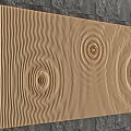 Wooden Wall Decorative Component With Wave And Spiral Patterns Mounted On Stone Wall 3d model