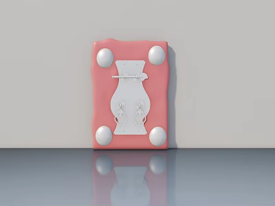 Pink Panel Featuring Central Hinged Door Design With White Decorative Accents 3d model
